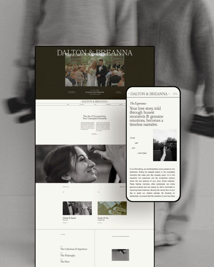 Dalton & Breanna wedding videography rebrand, Luxury wedding film brand identity from Studio Gail