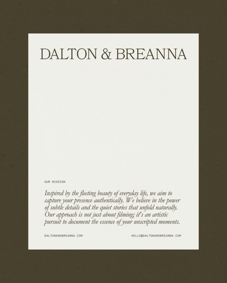 Dalton & Breanna wedding videography rebrand, Luxury wedding film brand identity from Studio Gail