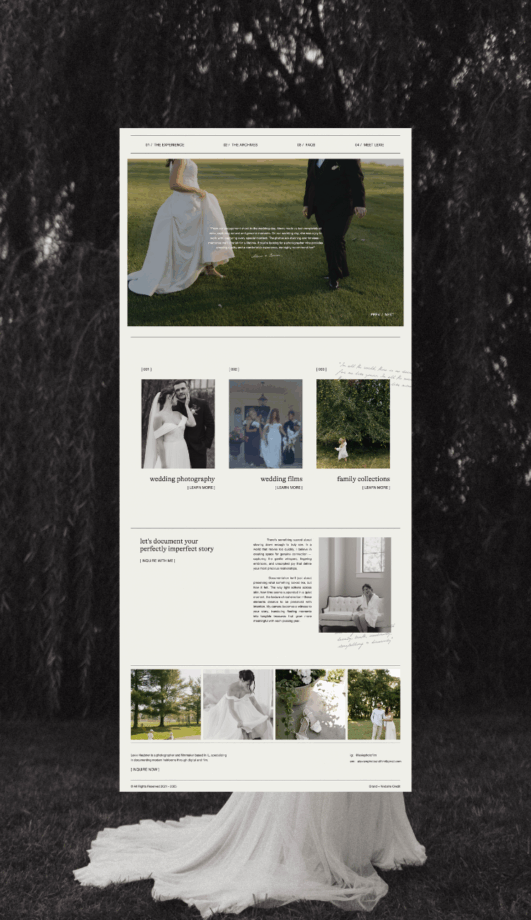 Editorial website for wedding photography brand