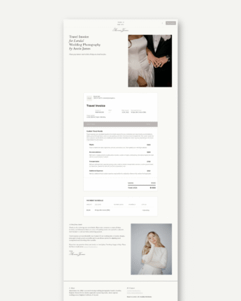 Annie Honeybook Travel Invoice